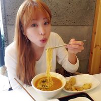 Noodle is spicy n tasted like Shin instant noodles. at Maru JaYeonSik Kimbap in Seoul