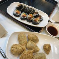 Fried Dumplings and gimbap at Maru JaYeonSik Kimbap in Seoul