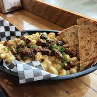 Mac and cheese with garlic bread  at Real Fake Meats in Halifax