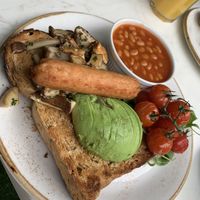 Vegan breakfast. Wild mushrooms and Siracha beans made it more interesting  at The Flower Cup in Chester