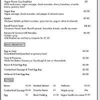 Vegan brunch menu (Oct 2020) at The Flower Cup in Chester