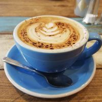 Great coffee - oatmilk and hazelnut syrup at The Flower Cup in Chester