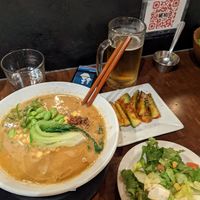 Ramen, salad and cucumbers at Nojo Ramen Tavern in San Francisco