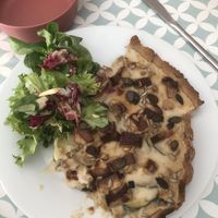 cruelty free quiche with smoked tofu   at La Beuratte in Cornimont