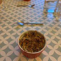 Homegrown plum crumble evening meal dessert at La Beuratte in Cornimont
