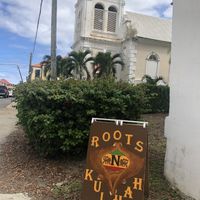 Sign from the street  at Cafe Roots-N-Kulchah in St Croix