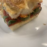 Hummus and roasted veg focaccia   at Rheged in Penrith