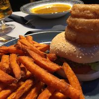 Vegan burger with sweet potato fries  at No 60 in Stockton-on-tees