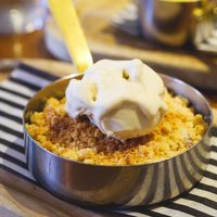 Apple, plum and damson crumble at Salisbury Arms in Edinburgh