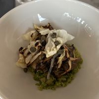 Split peas and roasted cauliflower   at Comune in Columbus