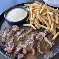 Lions mane and fries  at Comune in Columbus