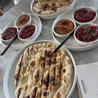 Pita platter—not shown is the Tzatziki. It’s excellent!   at Comune in Columbus