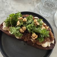 Mushroom with Fig Tartine on Sourdough with a cashew cheese (ask to sub for the dairy cheese)    at Comune in Columbus