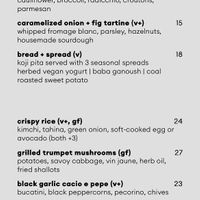 Menu  at Comune in Columbus