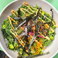 Poke Bowl with avocado and seaweed salad 🌱🥑 at Veganda in Warsaw