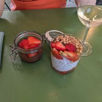 Chia dessert and chocolate tofu mousse at Veganda in Warsaw