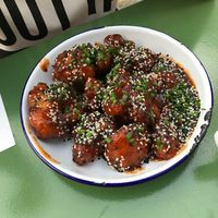 KFC, Achtung scharf!... aber lecker :) at Veganda in Warsaw