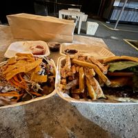 Asian bowl and homemade Patty veggie burger at Al Natural Bistro in Isabela