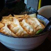 Veg gyozas and ramen noodles  at Umai Mi in Newcastle Upon Tyne