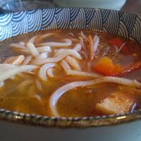 Tofu udon noodles in spicy mala sauce  at Umai Mi in Newcastle Upon Tyne