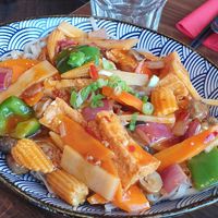 Tofu and veg flat noodles at Umai Mi in Newcastle Upon Tyne