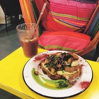 Hummus mushroom toast at Hammock Juice Station in Barcelona