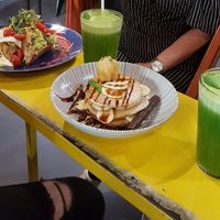 Vegan American pancakes! ❤️ at Hammock Juice Station in Barcelona