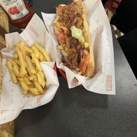 Chopped cheese and fries at Take A Veg in Dublin