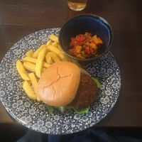 Vegan burger at The Five Swans in Newcastle Upon Tyne