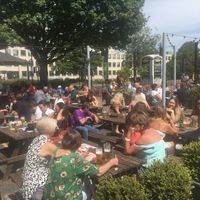 Outdoor seating at The Five Swans in Newcastle Upon Tyne