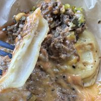 Over-emulsified innards of the potato pierogi.  at VegOut in Bethlehem