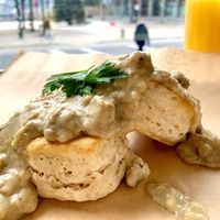 Sausage biscuits and gravy at VegOut in Bethlehem