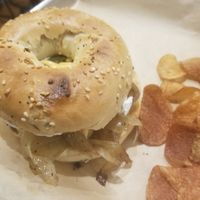 Jalapeno popper bagel with tofu😍 at VegOut in Bethlehem