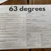 Menu as of 7/2/21 at 63 Degrees in Geelong West