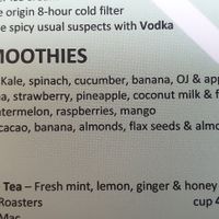Vegan smoothies at 63 Degrees in Geelong West