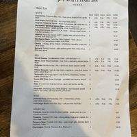 Wine list  at The White Hart Country Inn in Hawes