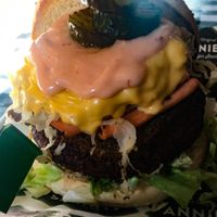 Vegan Reuben Burger - Close Up  at Annie's at the Courtyard in Worcester