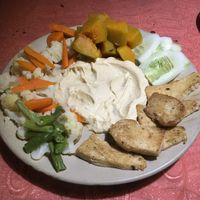 Hummus, tofu, pumpkin, veggies  at Manju's Place in Hampi