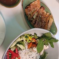 Noodles with duck at Vegan Village in Hannover