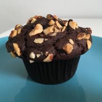 Chocolate muffin with hazelnuts at Avocado Vegan Shop  in Gdansk