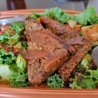 Superfood salad with kale and meatless meatloaf at Local Roots in San Francisco