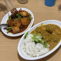 Mongolian tofu and vegan mutton curry  at Happy Sambodi Vege Restaurant in Kuala Lumpur