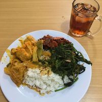 Buffet choice. This cost 8 RM (£1.80) at Happy Sambodi Vege Restaurant in Kuala Lumpur