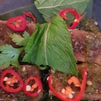 Pressed tofu, amazingly tasty at Rice Paper Scissors in Fitzroy