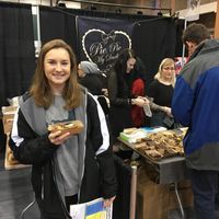 My daughter with her Chocolate Peanut Butter Pie from Pie, Pie My Darling at Chicago VeganMania 2018. She is obsessed with this item!! at Pie Pie My Darling in Chicago