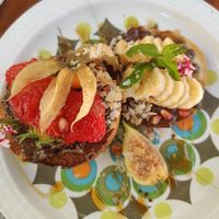 Vegan nutella toast with fruits at Mama Carmen's in Mallorca