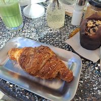 Seeded croissant and peanut and chocolate muffin at Mama Carmen's in Mallorca