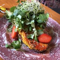 Hummus toast  at Mama Carmen's in Mallorca