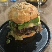 Vegano burger with vegan bread and seitan.   at Badal Corner in Mallorca
