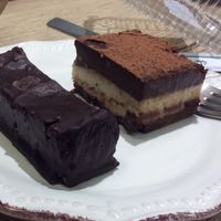 Snickers bar and tiramisu, both excellent! at Food Expert in Zagreb